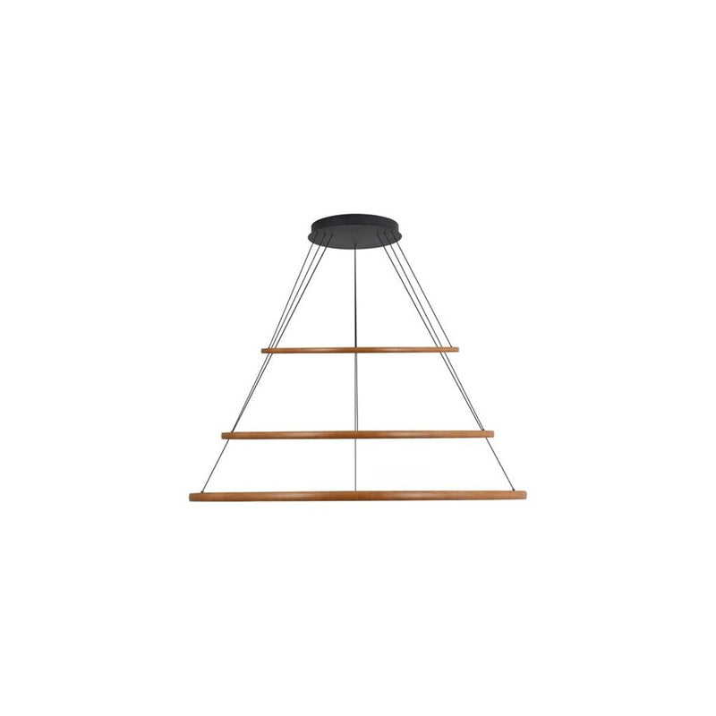 Golden Veritas 3 Tier 59" LED Ring Chandelier, Walnut/No Shade