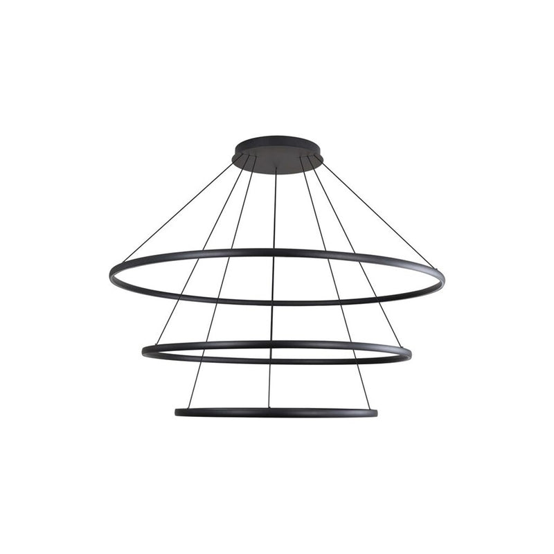 Golden Veritas 71" 3 Tier LED Ring Chandelier, Black/No Shade - 5460-71-59-47SNB