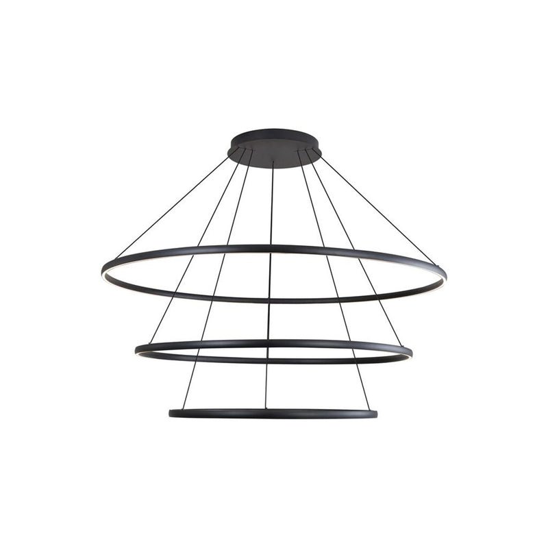 Golden Veritas 71" 3 Tier LED Ring Chandelier, Black/No Shade