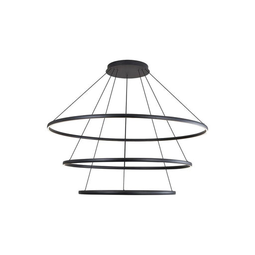 Golden Veritas 71" 3 Tier LED Ring Chandelier, Black/No Shade