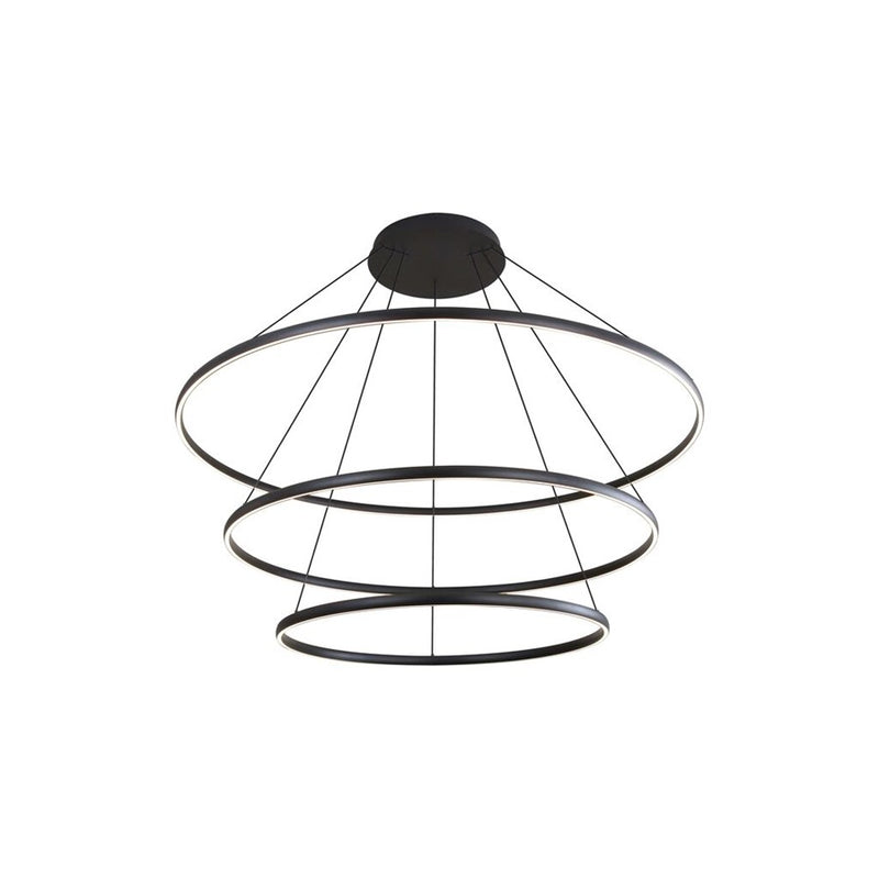 Golden Veritas 71" 3 Tier LED Ring Chandelier, Black/No Shade