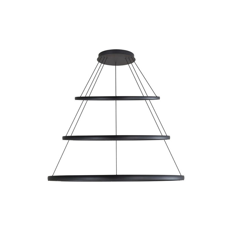 Golden Veritas 71" 3 Tier LED Ring Chandelier, Black/No Shade