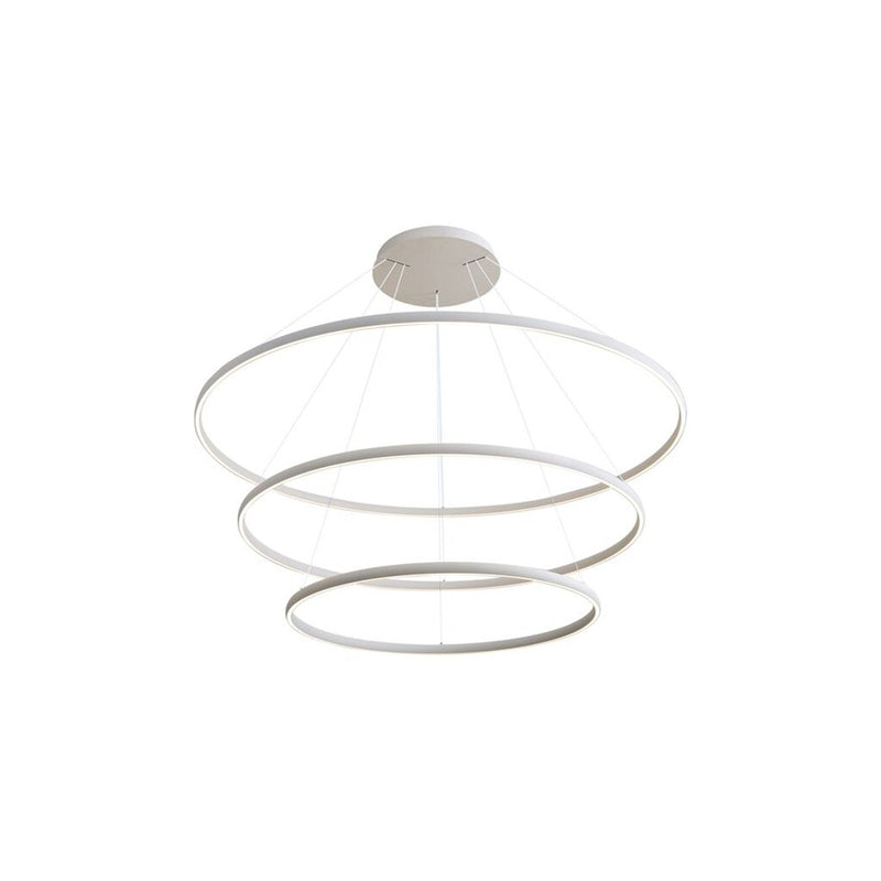 Golden Veritas 71" 3 Tier LED Ring Chandelier, White/No Shade