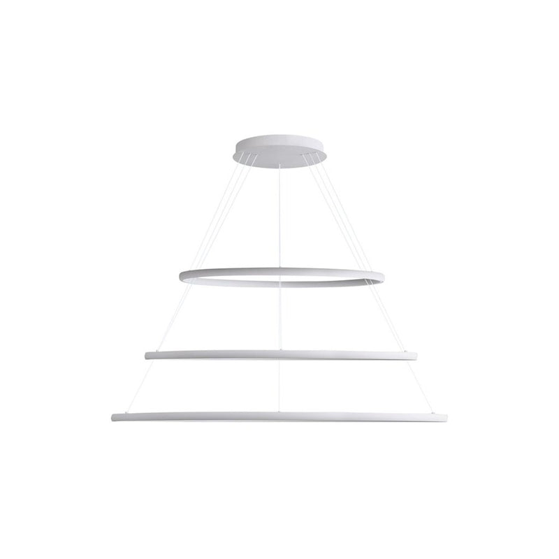 Golden Veritas 71" 3 Tier LED Ring Chandelier, White/No Shade