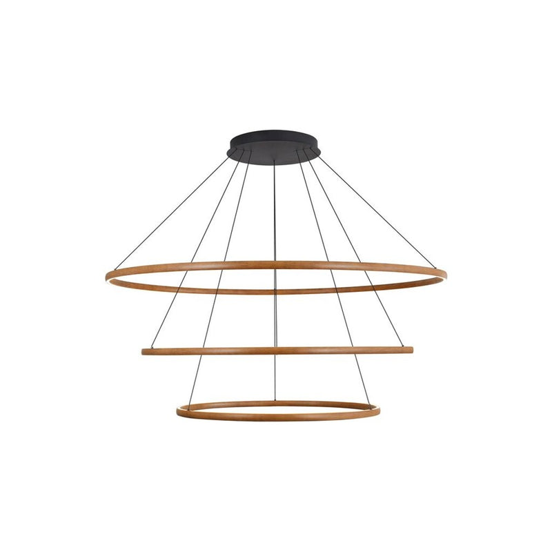 Golden Veritas 3 Tier 70" LED Ring Chandelier, Walnut/No Shade