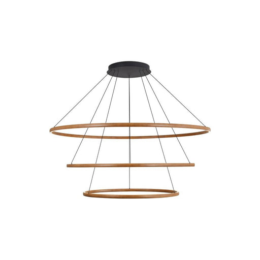 Golden Veritas 3 Tier 70" LED Ring Chandelier, Walnut/No Shade