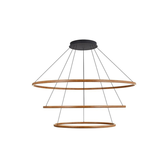 Golden Veritas 3 Tier 70" LED Ring Chandelier, Walnut/No Shade