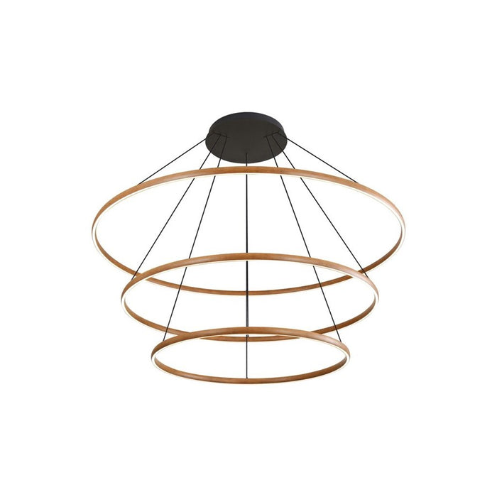 Golden Veritas 3 Tier 70" LED Ring Chandelier, Walnut/No Shade
