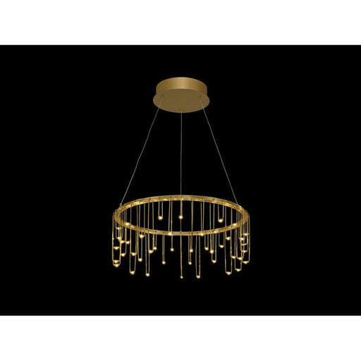 Golden Lucerna 18" LED 1 Light Ring Chandelier, Steel Gold/No Shade