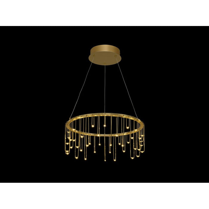 Golden Lucerna 18" LED 1 Light Ring Chandelier, Steel Gold/No Shade