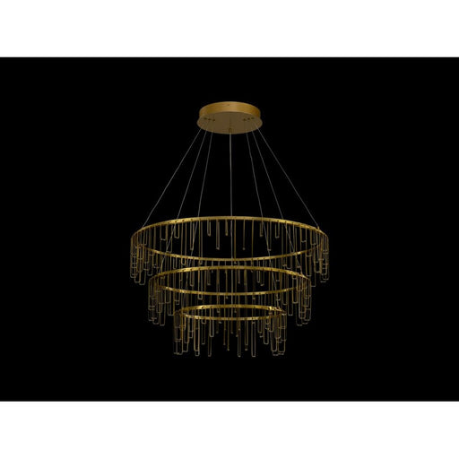Golden Lucerna 3 Tier LED Ring Chandelier, Steel Gold/NoShade - 5461-32-26-18SSG