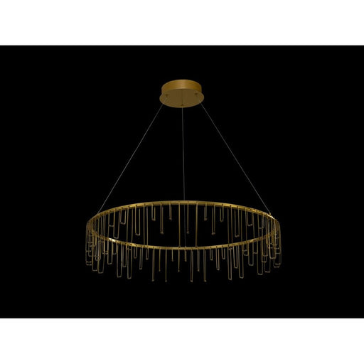 Golden Lucerna 32" LED 1 Light Ring Chandelier, Steel Gold/No Shade - 5461-32SSG