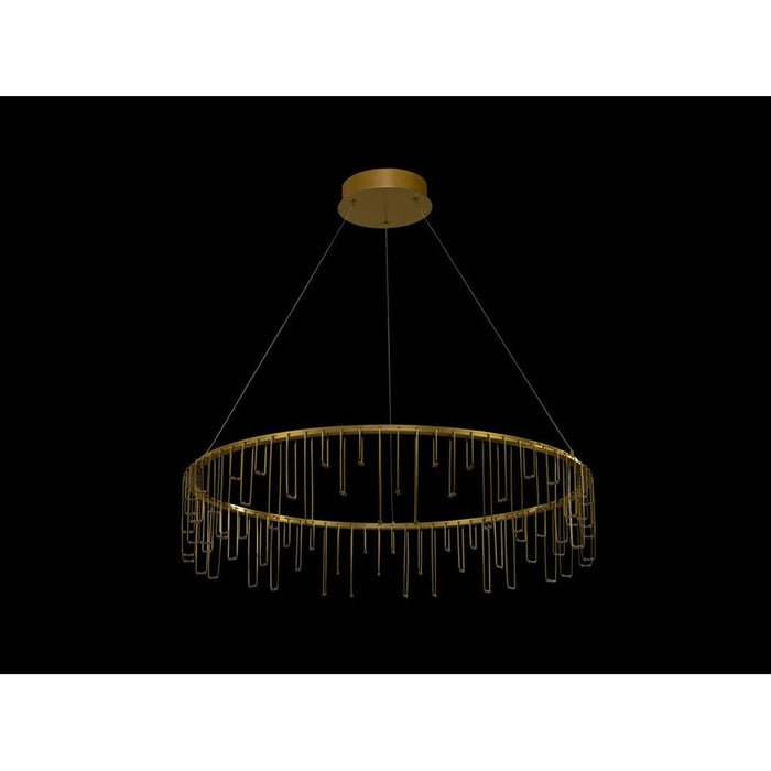 Golden Lucerna 32" LED 1 Light Ring Chandelier, Steel Gold/No Shade - 5461-32SSG
