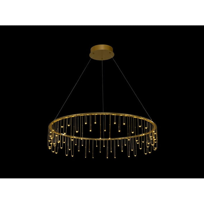 Golden Lucerna 32" LED 1 Light Ring Chandelier, Steel Gold/No Shade