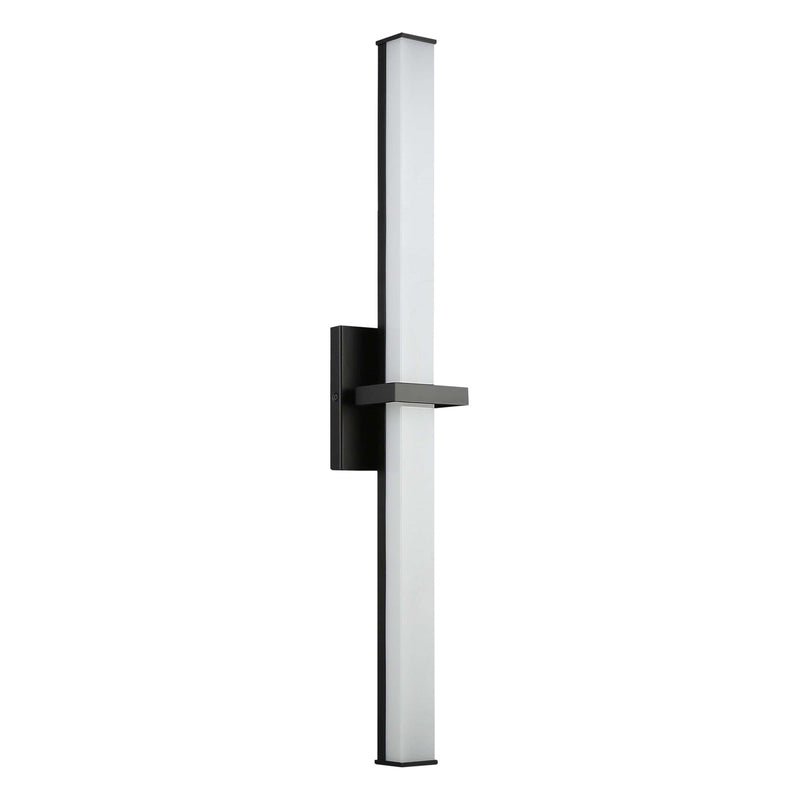 Golden Lighting Elon 30in 1-Light LED Vanity Light | Modern Matte Black and Opal Glass | Bathroom | 30 x 3.75 x 4.75 in | Model 5623-B30 BLK-OP