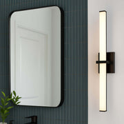 Golden Lighting Elon 30in 1-Light LED Vanity Light | Modern Matte Black and Opal Glass | Bathroom | 30 x 3.75 x 4.75 in | Model 5623-B30 BLK-OP