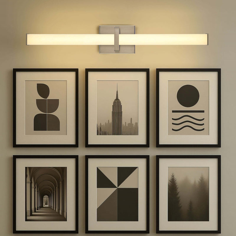 Golden Lighting Elon 30in LED Vanity Light | Modern Pewter and Opal Glass | Bathroom & Powder Room | 30 x 3.75 x 4.75 in | Model 5623-B30 PW-OP