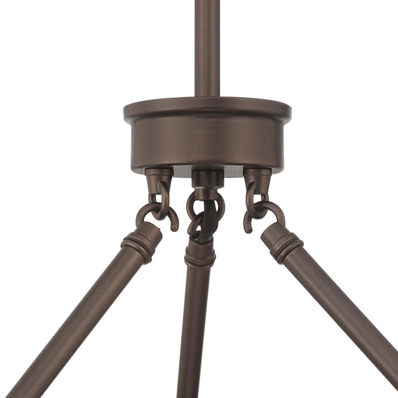 Golden Lighting Lyssna Cirkel 24in 10-Light Chandelier | Modern Bronze and Etched Bronze Ombre Glass | Dining Room & Foyer | Model 5803-10 MDB-EBO