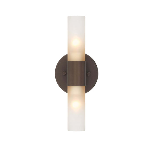 Golden Lighting Lyssna Cirkel 5in 2-Light Wall Sconce | Modern Bronze and Etched Bronze Ombre Glass | Bathroom & Hallway | Model 5803-2W MDB-EBO