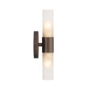 Golden Lighting Lyssna Cirkel 5in 2-Light Wall Sconce | Modern Bronze and Etched Bronze Ombre Glass | Bathroom & Hallway | Model 5803-2W MDB-EBO