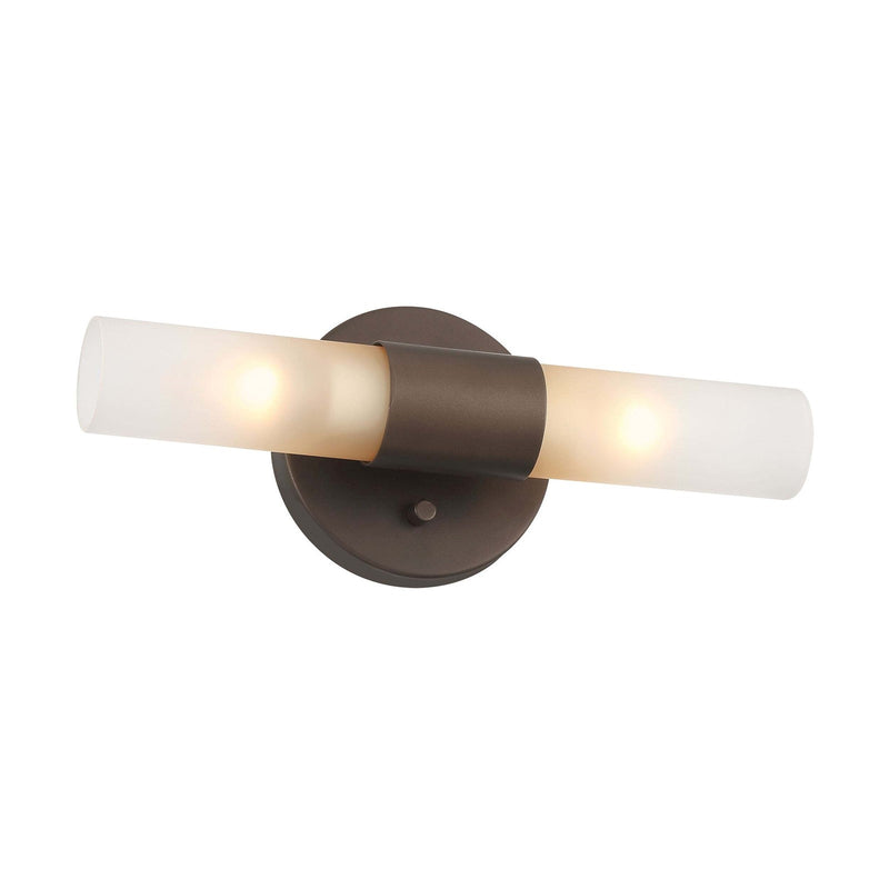 Golden Lighting Lyssna Cirkel 5in 2-Light Wall Sconce | Modern Bronze and Etched Bronze Ombre Glass | Bathroom & Hallway | Model 5803-2W MDB-EBO