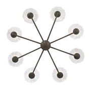 Golden Lighting Coral Bloom 31in 8-Light LED Chandelier | Rustic Black Slate and Clear Glass | Dining Room & Foyer | Model 5865-8 BT-CLR
