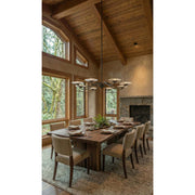 Golden Lighting Coral Bloom 31in 8-Light LED Chandelier | Rustic Black Slate and Clear Glass | Dining Room & Foyer | Model 5865-8 BT-CLR