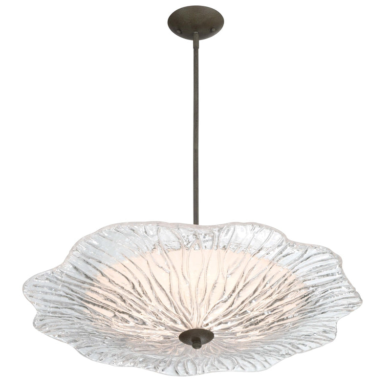 Golden Lighting Coral Bloom 31in 1-Light LED Pendant | Rustic Black Slate and Clear Glass | Kitchen Island & Dining Room | Model 5865-L BT-CLR