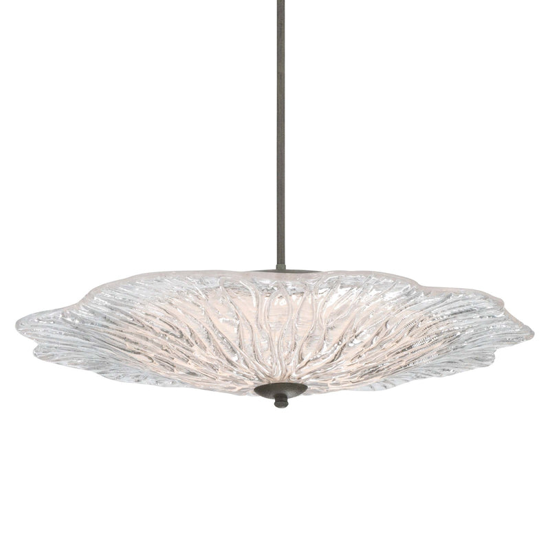 Golden Lighting Coral Bloom 31in 1-Light LED Pendant | Rustic Black Slate and Clear Glass | Kitchen Island & Dining Room | Model 5865-L BT-CLR
