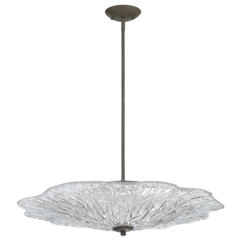 Golden Lighting Coral Bloom 31in 1-Light LED Pendant | Rustic Black Slate and Clear Glass | Kitchen Island & Dining Room | Model 5865-L BT-CLR