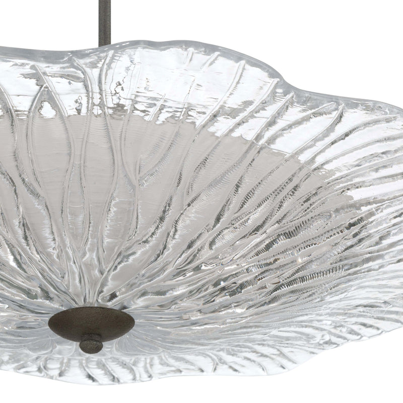 Golden Lighting Coral Bloom 31in 1-Light LED Pendant | Rustic Black Slate and Clear Glass | Kitchen Island & Dining Room | Model 5865-L BT-CLR
