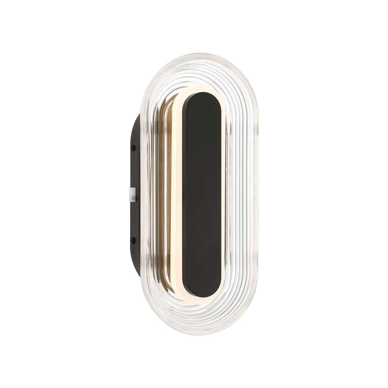 Golden Lighting Plexus 13in 1-Light Outdoor Wall Sconce | Modern Matte Black and Clear Acrylic | Front Door & Patio | Model 5910-OWL13 BLK