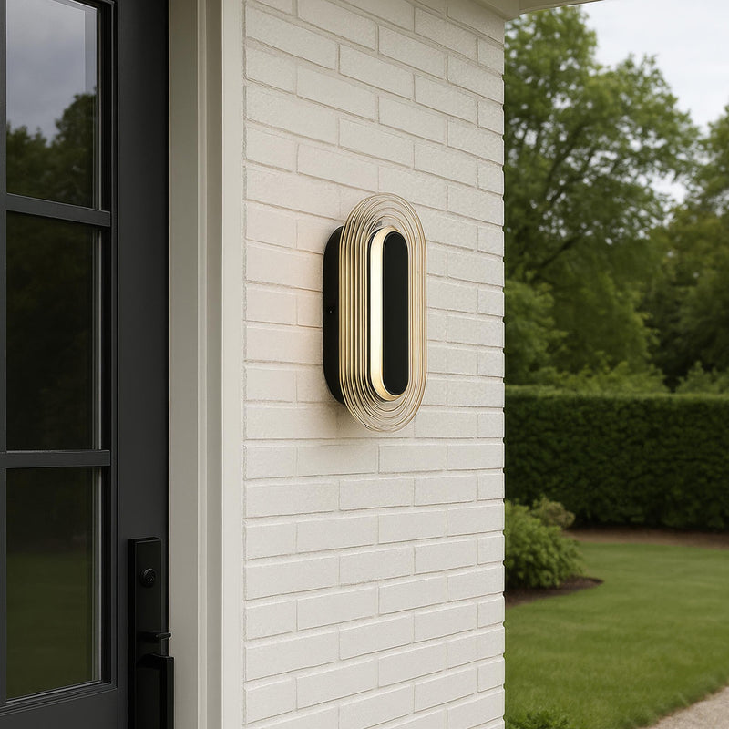 Golden Lighting Plexus 13in 1-Light Outdoor Wall Sconce | Modern Matte Black and Clear Acrylic | Front Door & Patio | Model 5910-OWL13 BLK