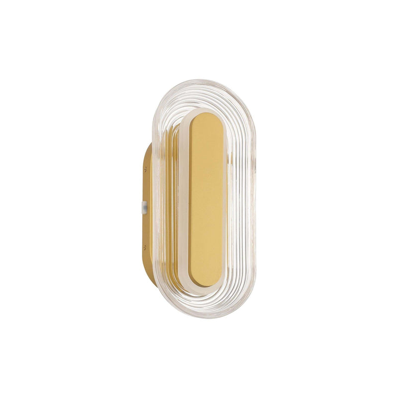 Golden Lighting Plexus 13in Integrated LED Outdoor Wall Sconce | Modern Satin Brushed Gold and Clear Acrylic | Front Door | Model 5910-OWL13 SBG