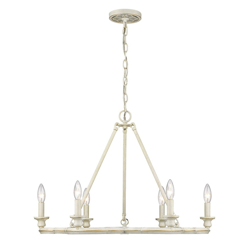 Golden Lighting Saxon 6 Light Chandelier, French White