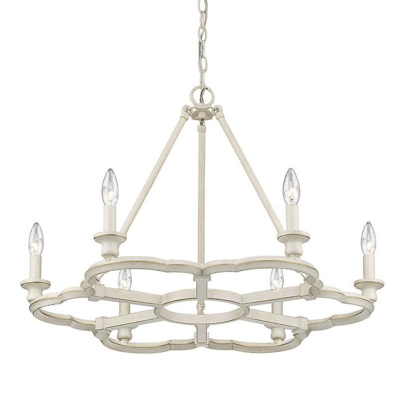 Golden Lighting Saxon 6 Light Chandelier, French White