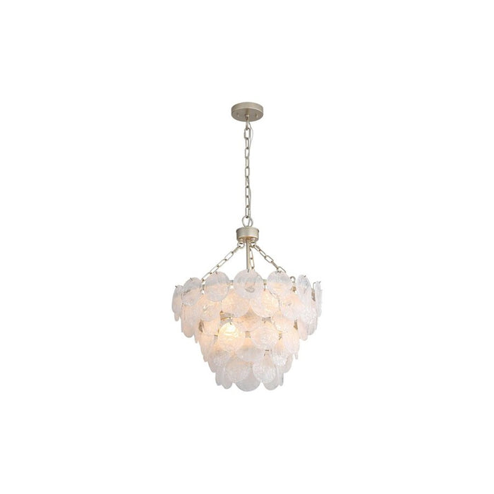 Golden Cascada 20" LED Pendant, Aegean Silver/Cloud Glass