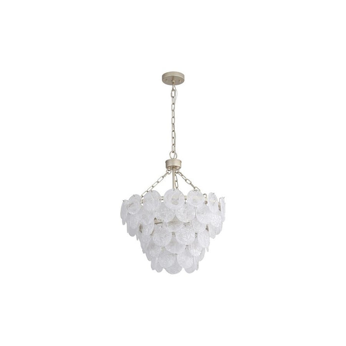 Golden Cascada 20" LED Pendant, Aegean Silver/Cloud Glass