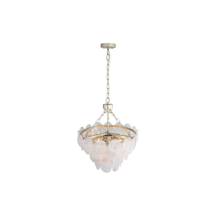 Golden Cascada 20" LED Pendant, Aegean Silver/Cloud Glass