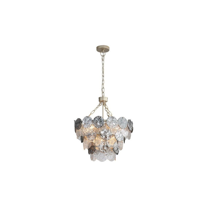 Golden Cascada 20" LED Pendant, Aegean Silver/Smoke Glass