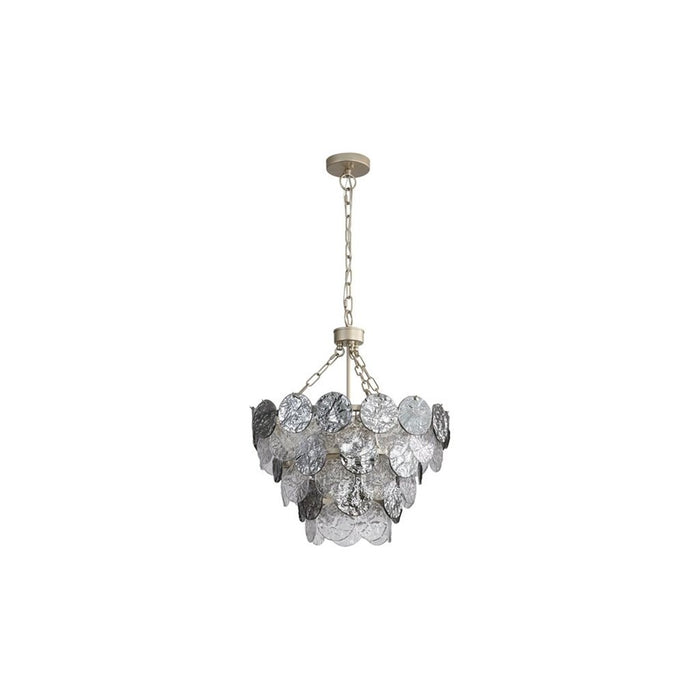 Golden Cascada 20" LED Pendant, Aegean Silver/Smoke Glass