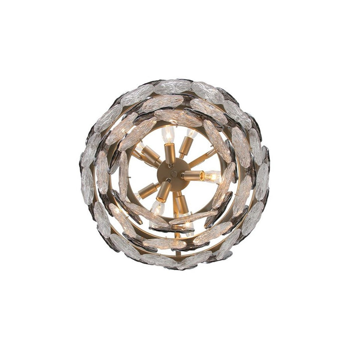 Golden Cascada 20" LED Pendant, Aegean Silver/Smoke Glass