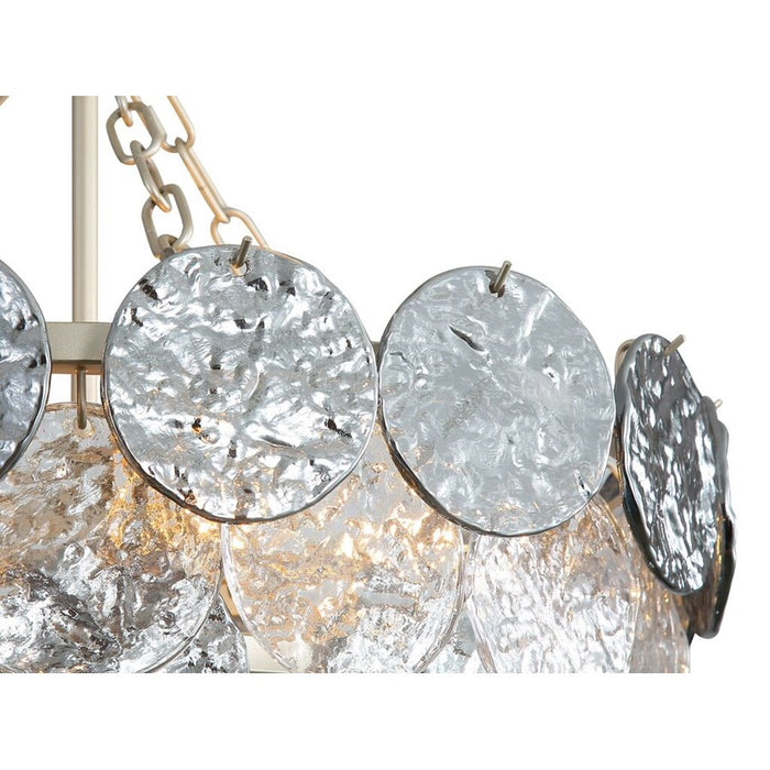 Golden Cascada 20" LED Pendant, Aegean Silver/Smoke Glass