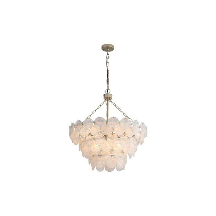Golden Cascada 27" LED Pendant, Aegean Silver/Cloud Glass