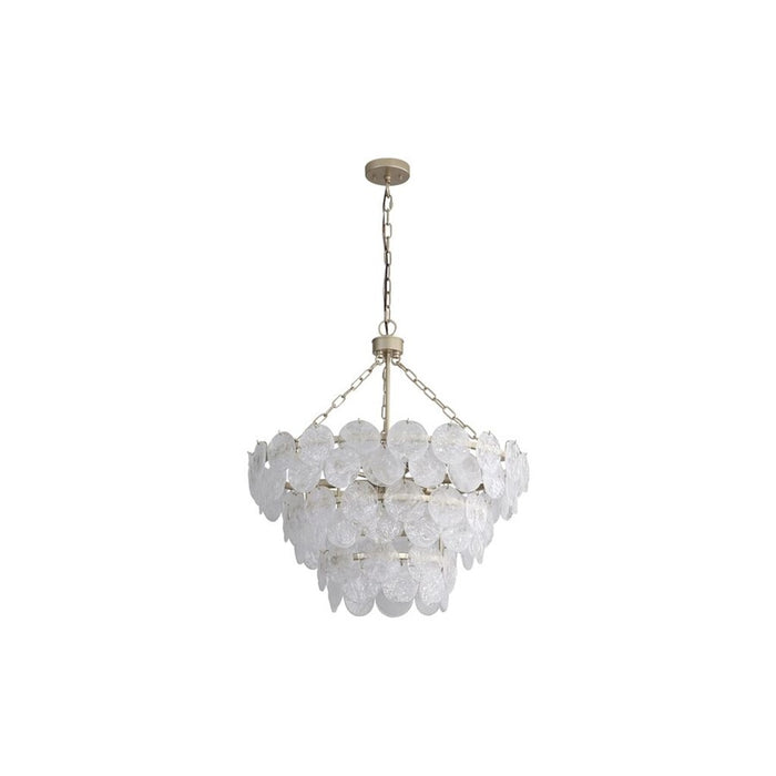 Golden Cascada 27" LED Pendant, Aegean Silver/Cloud Glass