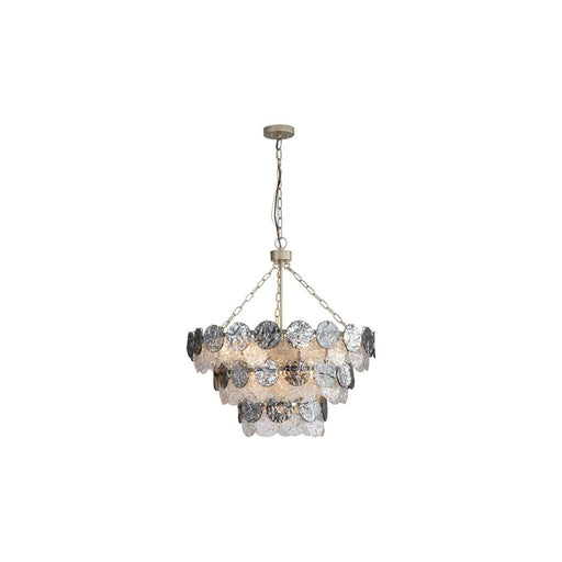 Golden Cascada 27" LED Pendant, Aegean Silver/Smoke Glass - 6007-27AGS-SPG