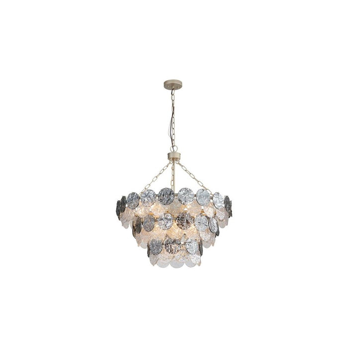 Golden Cascada 27" LED Pendant, Aegean Silver/Smoke Glass