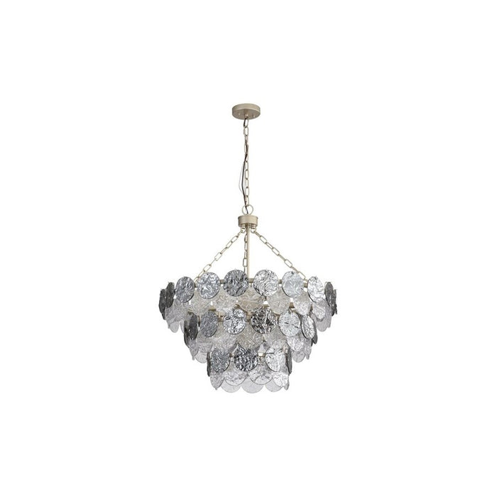 Golden Cascada 27" LED Pendant, Aegean Silver/Smoke Glass