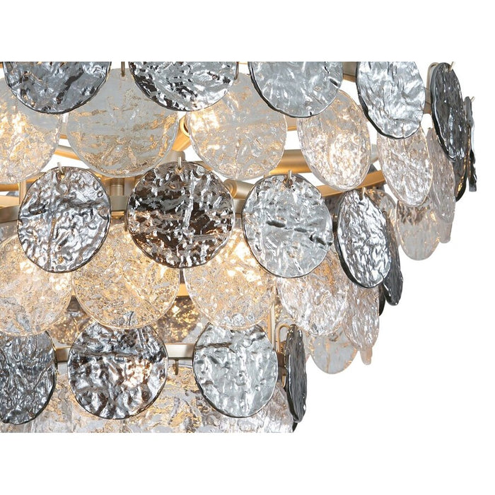 Golden Cascada 27" LED Pendant, Aegean Silver/Smoke Glass