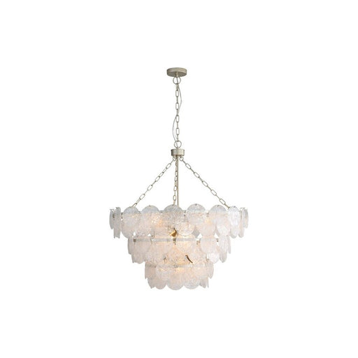 Golden Cascada 32" LED Pendant, Aegean Silver/Cloud Glass - 6007-32AGS-CCG